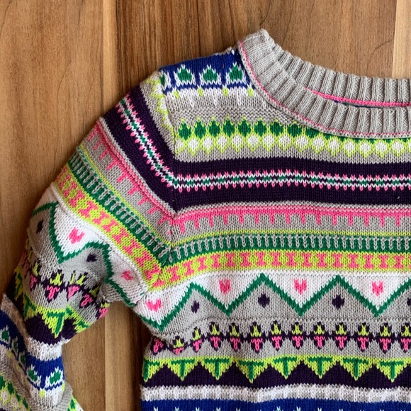 Hartstrings Neon Gray Fair Isle Sweater Dress - Picture 3 of 6